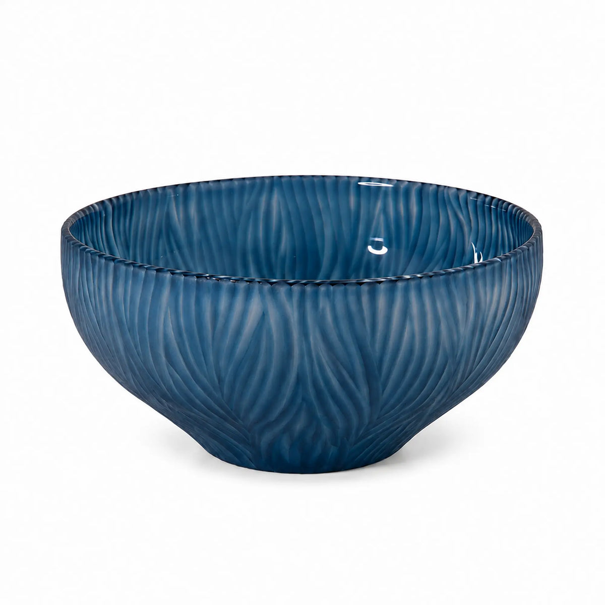 Sompex DINAH Glasschale in Blau mit dekorativem Wellenmuster als Freisteller, Ø 29 cm,  SW13399