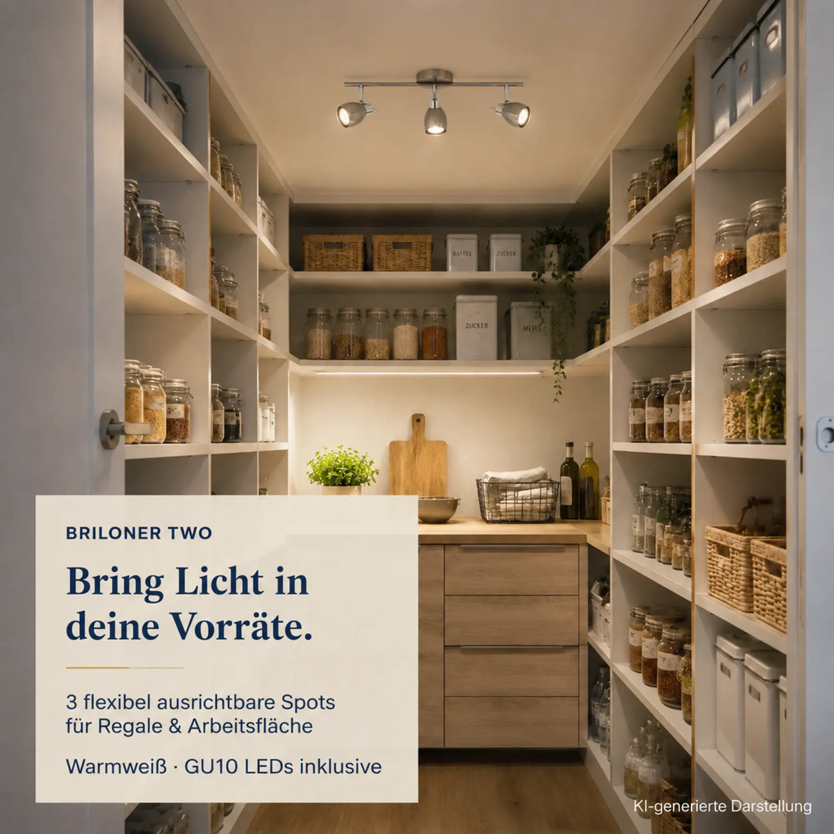 Briloner TWO LED-plafondspot 3-lichts – GU10 draaibaar, mat nikkel, warmwit