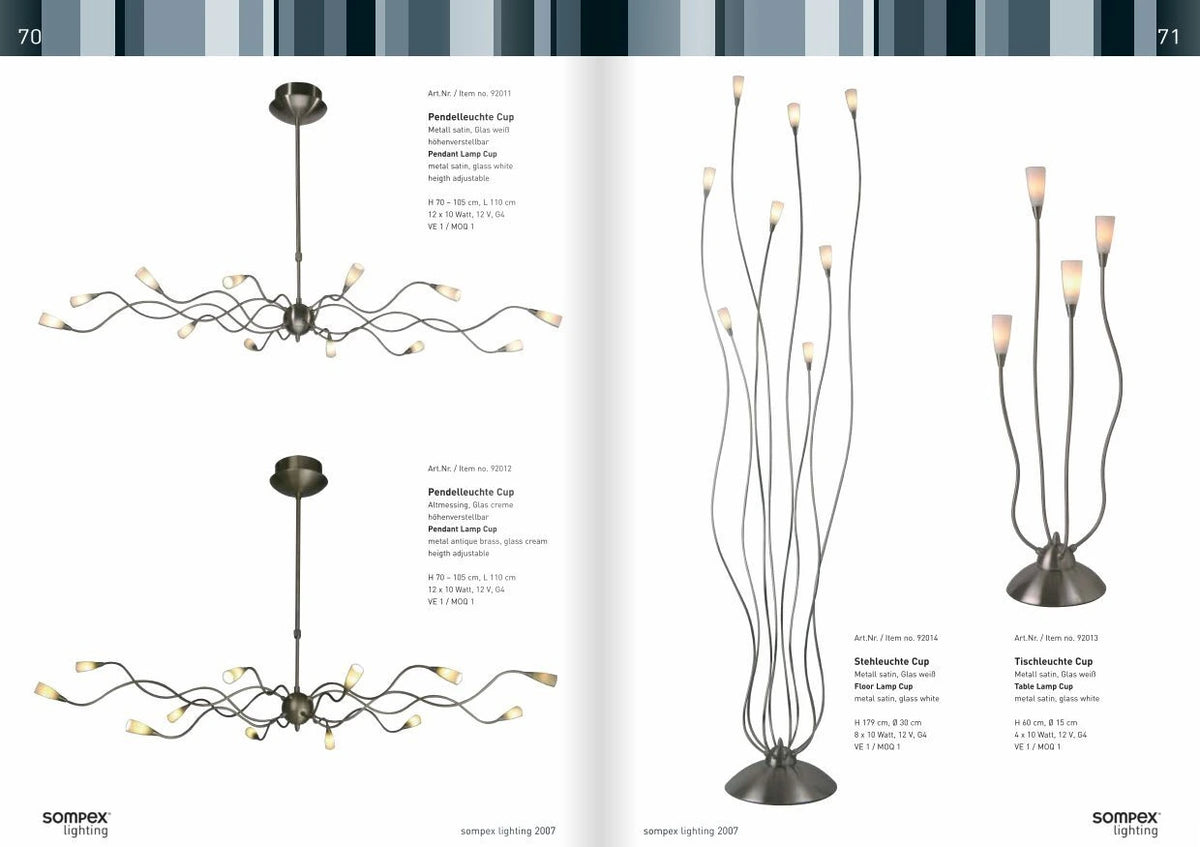 screenshot sompex katalog leuchten serie cup 92011 92013 pendelleuchte stehleuchte und tischleuchte cup mit g4 fassung 