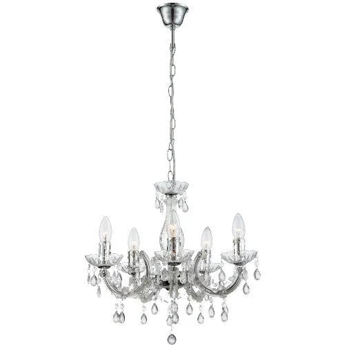 Kronleuchter chrom Ø46cm 5 flammig Kunststoff Cuimbra