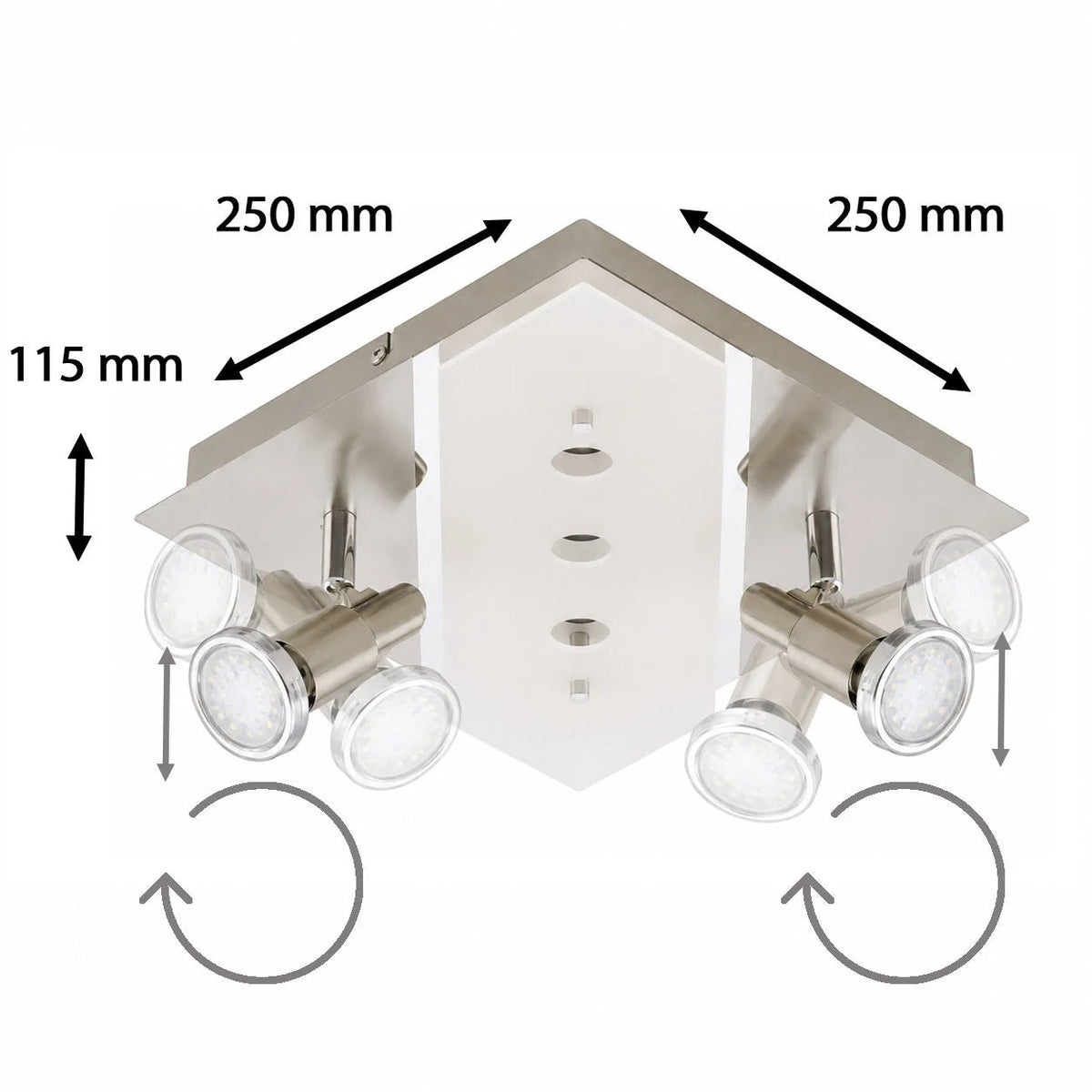 Quadratische Briloner Deckenleuchte 25x25 cm in Nickel matt mit warmweißem LED-Licht