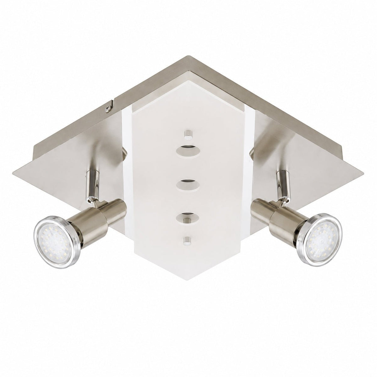 Briloner Combi LED Deckenleuchte 3601-052 in Nickel matt mit zwei schwenkbaren GU10 LED-Spots