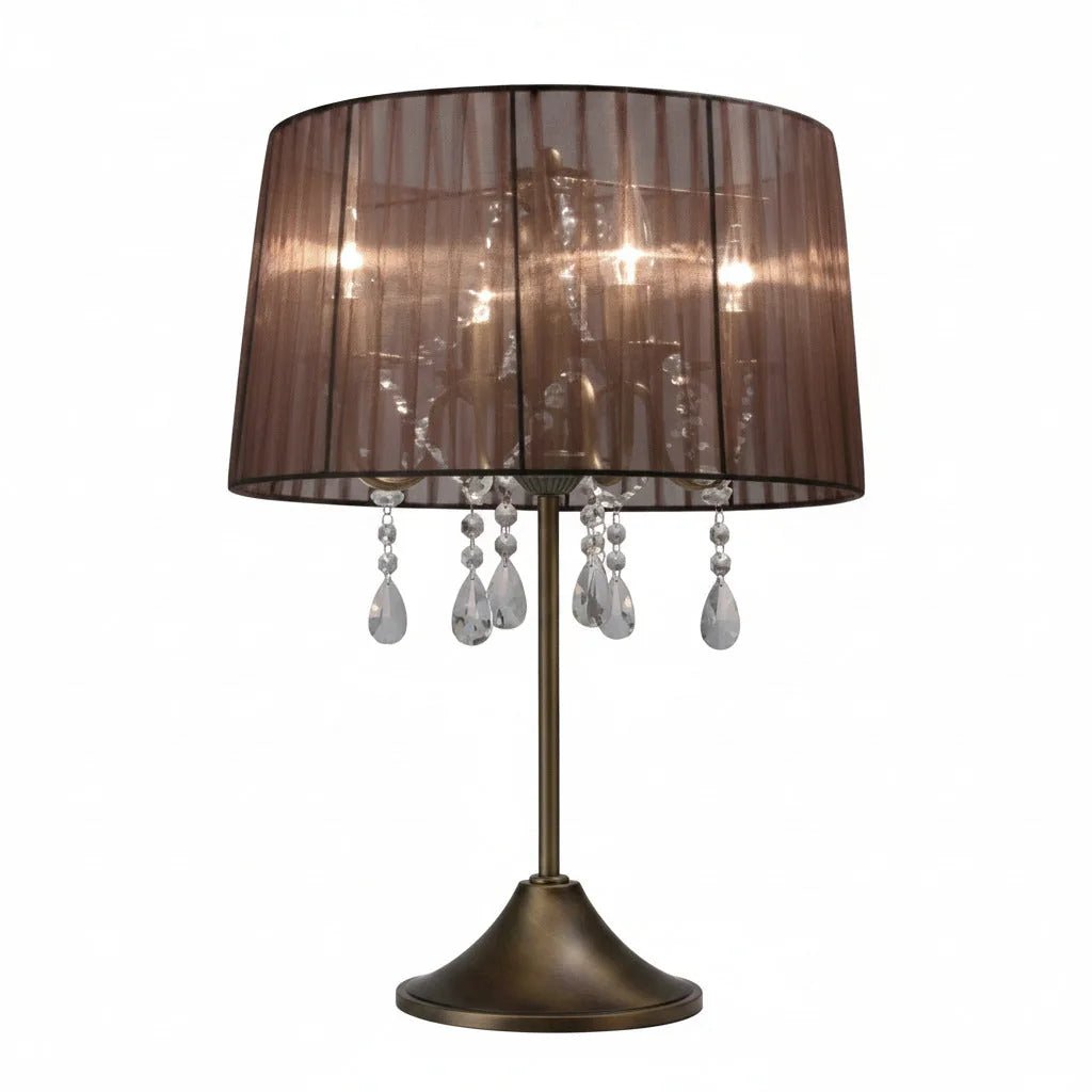 Dekorative Kristall Tischleuchte dimmbar Organza Tischlampe