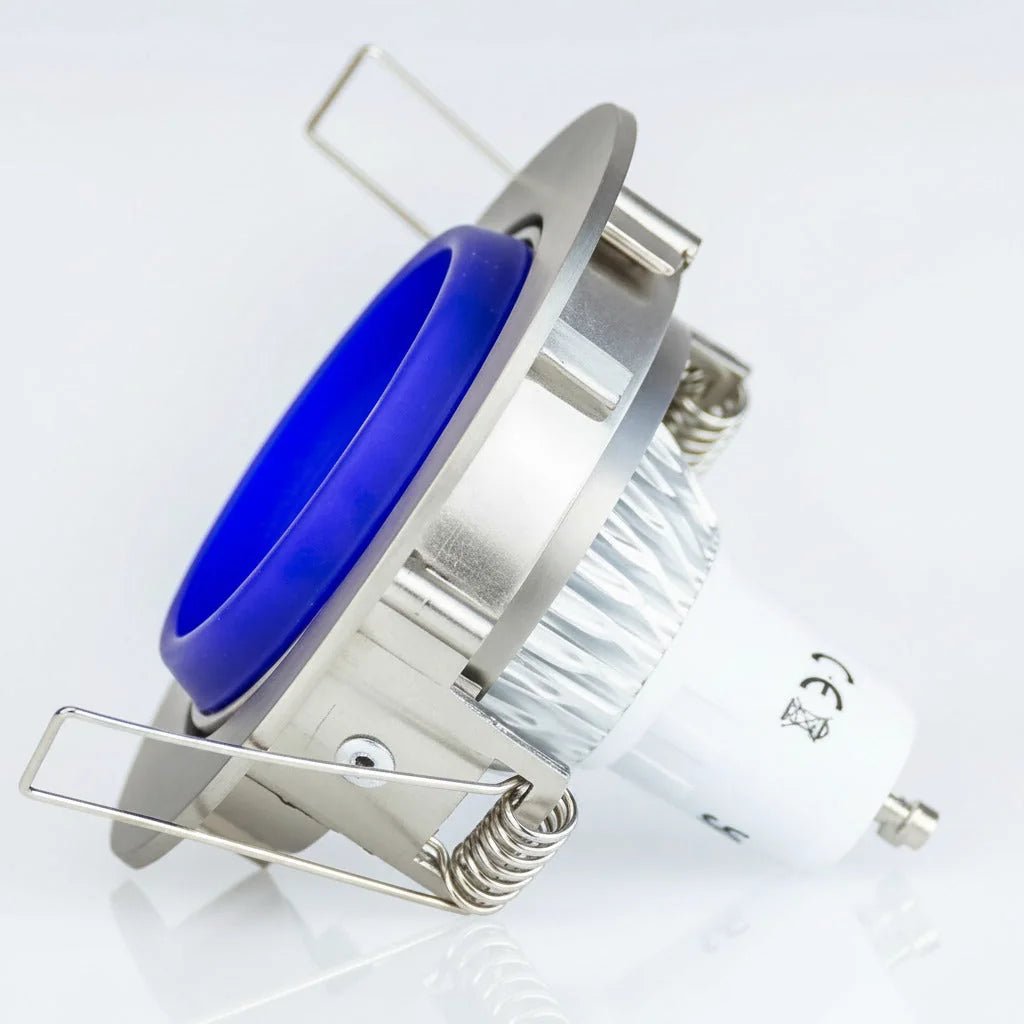 Design LED Einbaustrahler dimmbar 230V Glas Blau – Einbaustrahler schwenkbar, dimmbar, 50mm