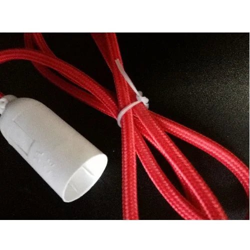 E14 Lampen Fassung Schalter mit Stecker Textil rot