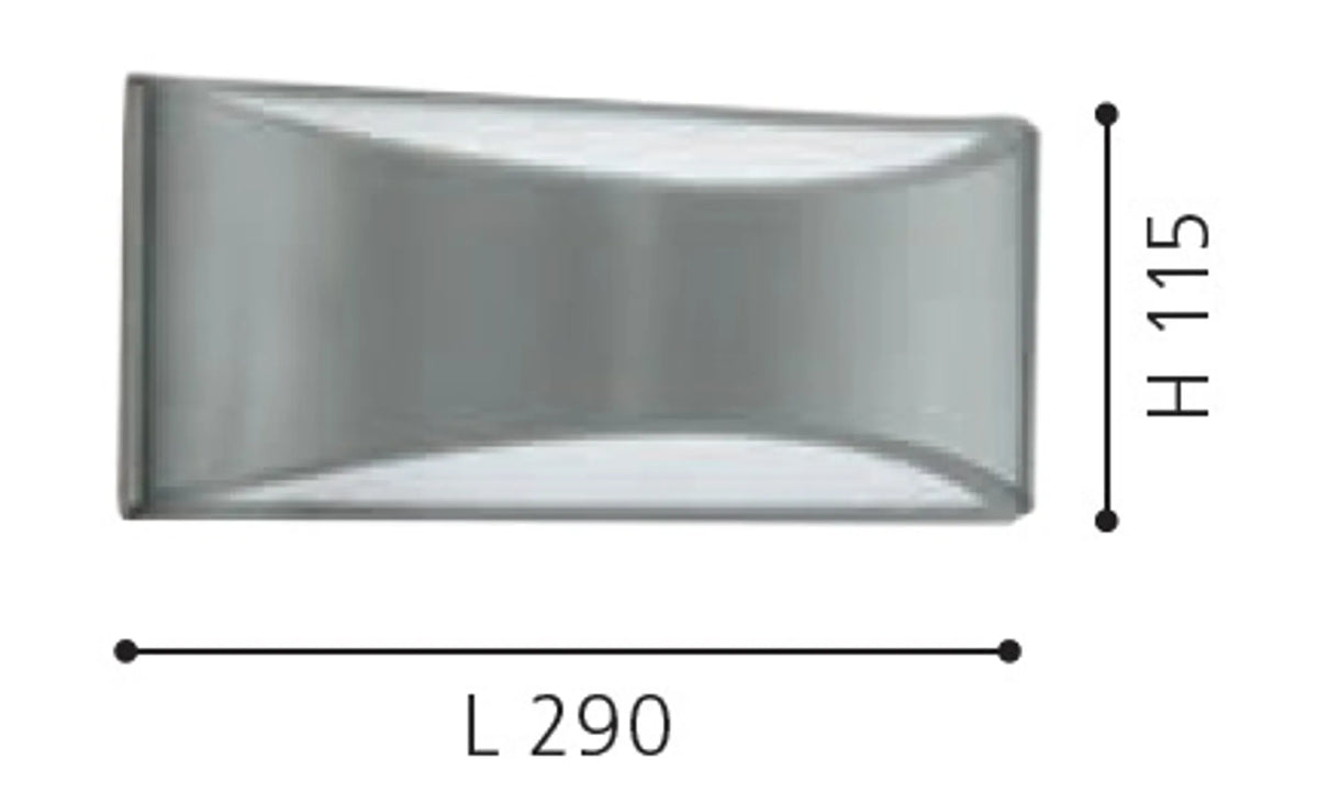 Flache LED Außenwandleuchte EGLO VOLPINO IP44 in Silber Weiß 29cm breit 11,5 cm hoch