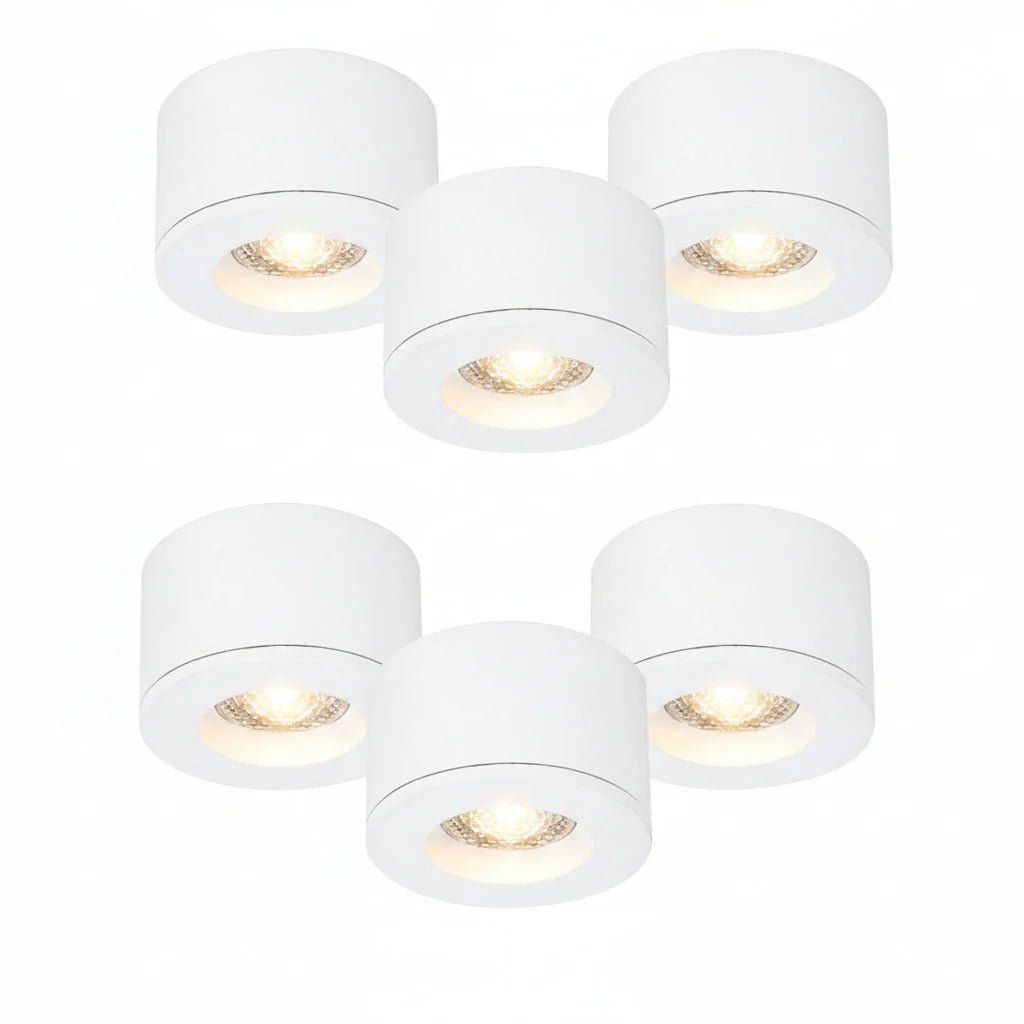 Malmbergs MD-29 LED Kit weiß 6er Set LED Spots Einbau & Aufbau dimmbar IP44 36mm – Einbaustrahler IP44, dimmbar, 36mm