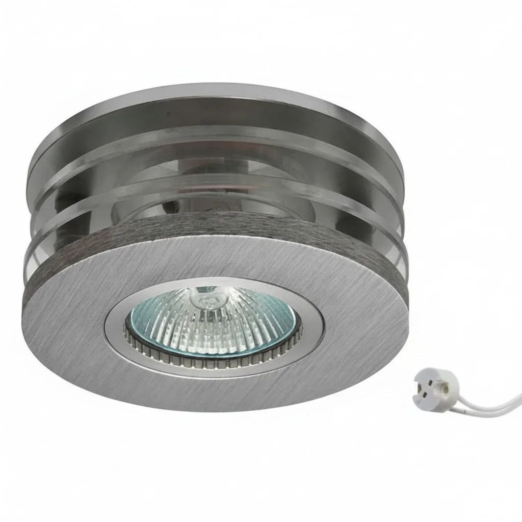 Einbauspot Alu Gebürstet Rund ROVAN R – Einbaustrahler IP20, schwenkbar, dimmbar, 50mm