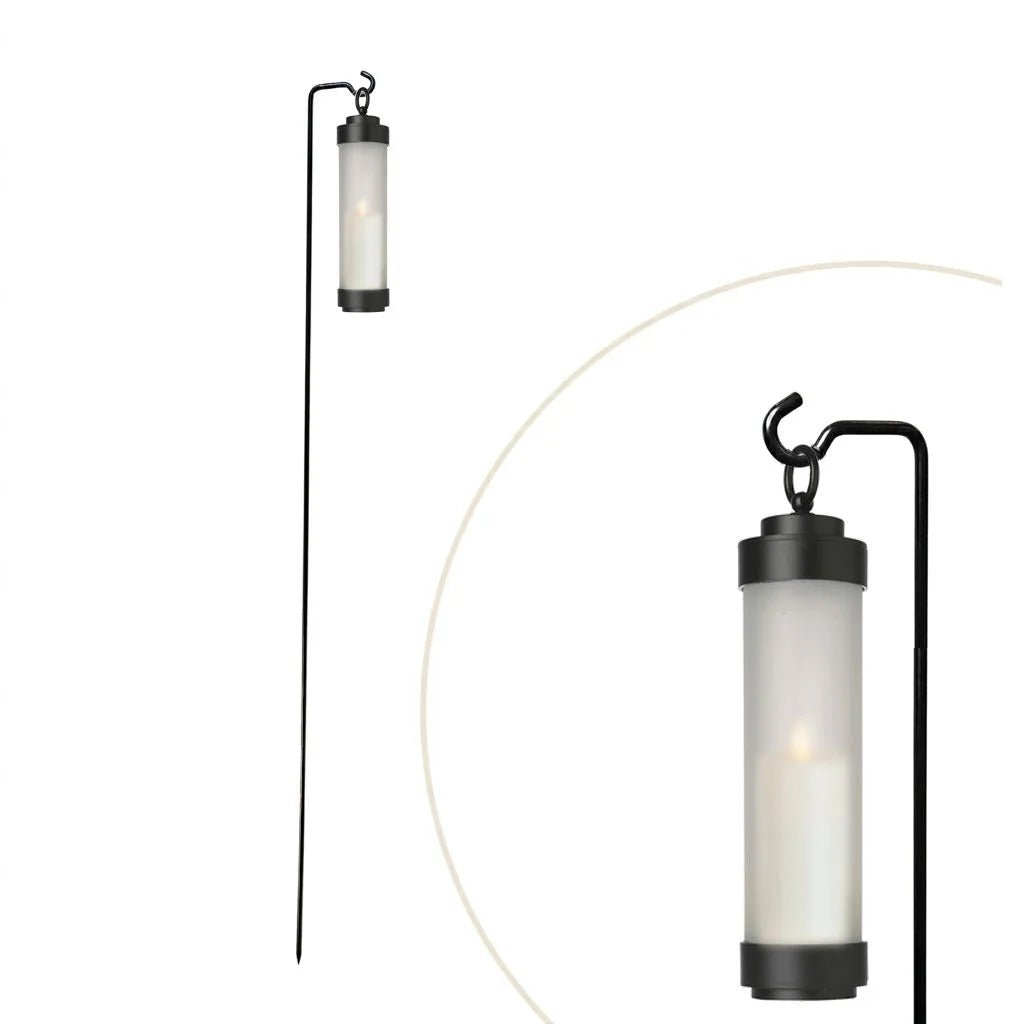 gartenlaterne mit erdspieß für led teelicht windlicht mit stab für blumenbeet wegleuchte garten elle schwarz gefrostet