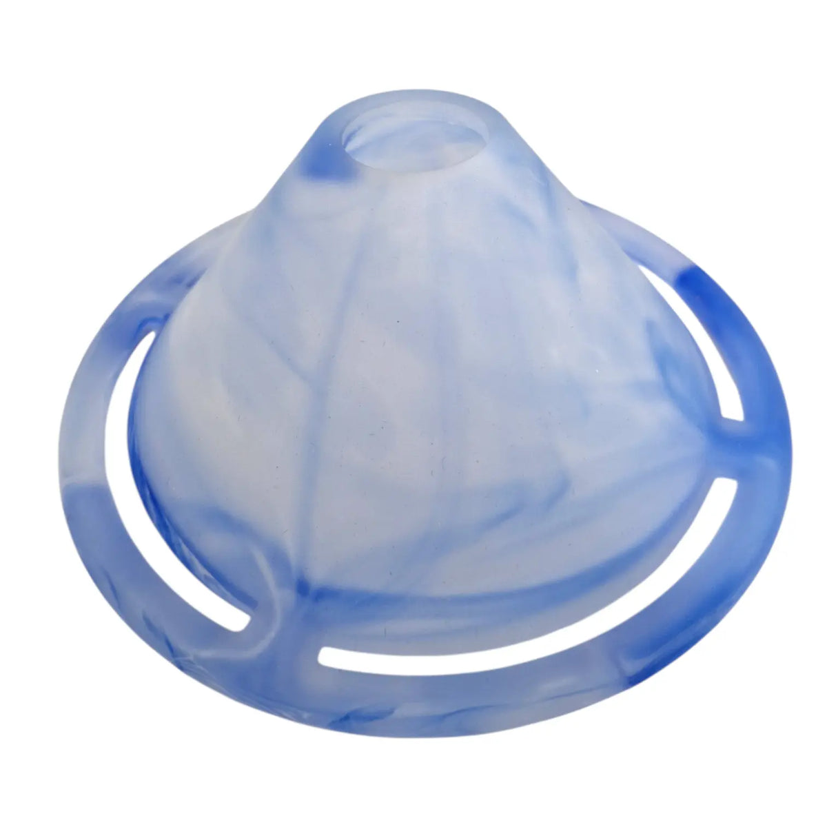 Blau weiß marmoriertes Lampenglas Ø 14 cm als Ersatzglas für G4 G9 und GY6.35 Leuchten mit 25 mm Loch