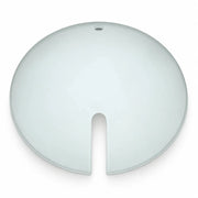 Satiniertes rundes Ersatzglas für eine Stehlampe mit 35 cm Durchmesser, seitlichem U-Ausschnitt und kleiner runder Bohrung.