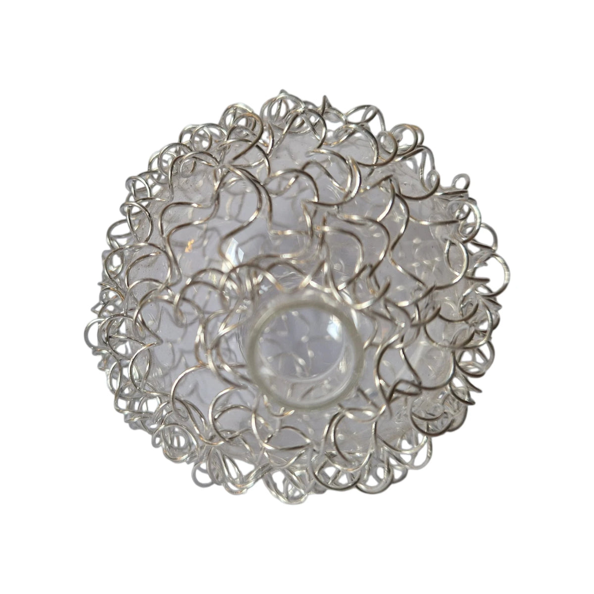 Lampenersatzglas klar 8cm mit Drahtumwicklung silber, mit Hals 11mm Durchmesser