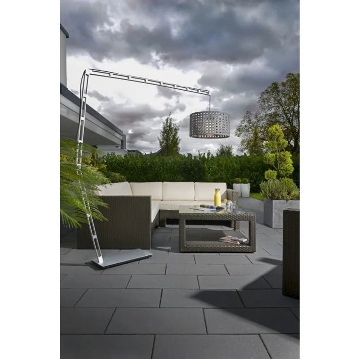 XXL Lampenschirm Outdoor Korb-Optik grau 60cm E27 Kunststoff