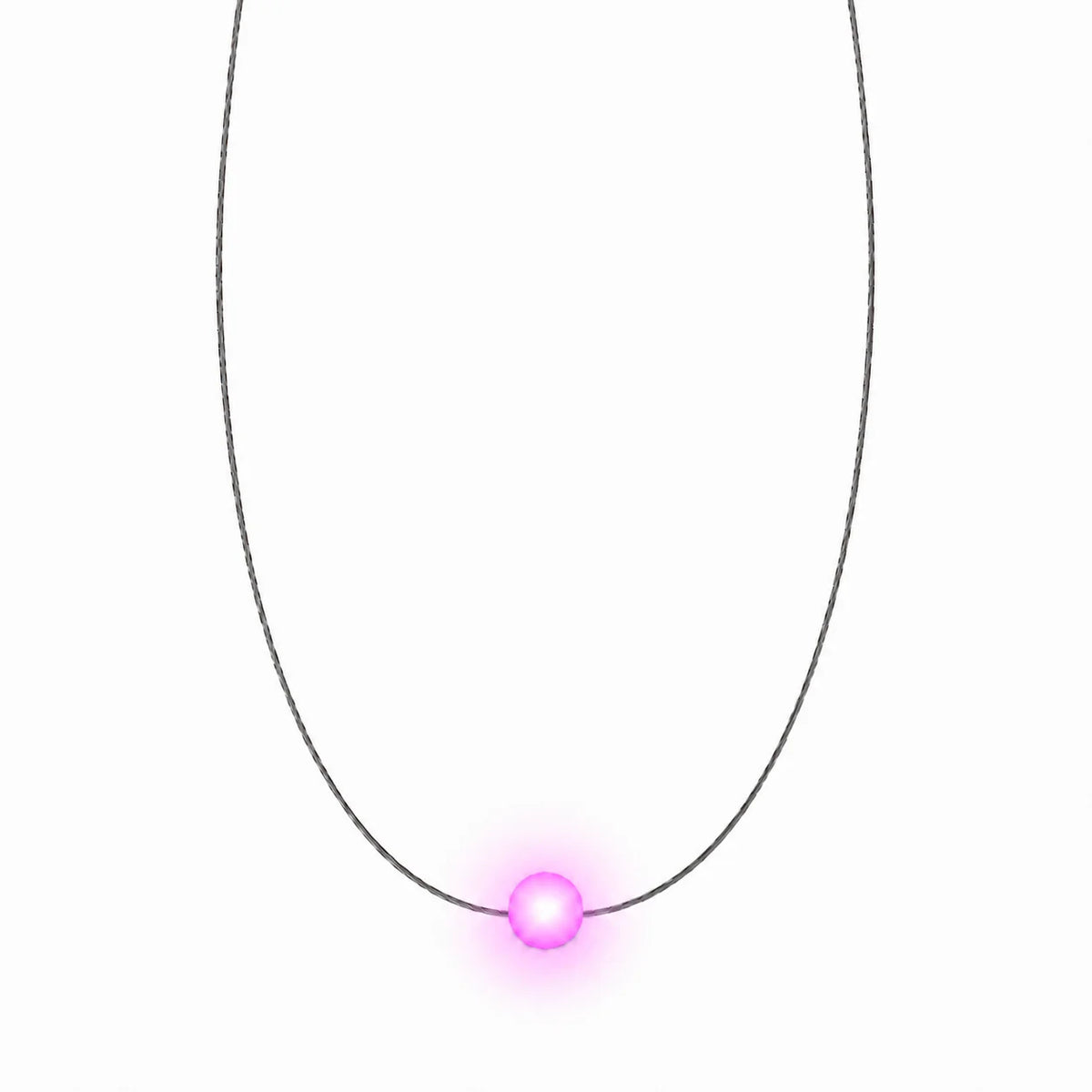 Firejewel LED-Halskette für Damen mit kleiner Milchglas-Kugel, pink leuchtend auf weißem Hintergrund