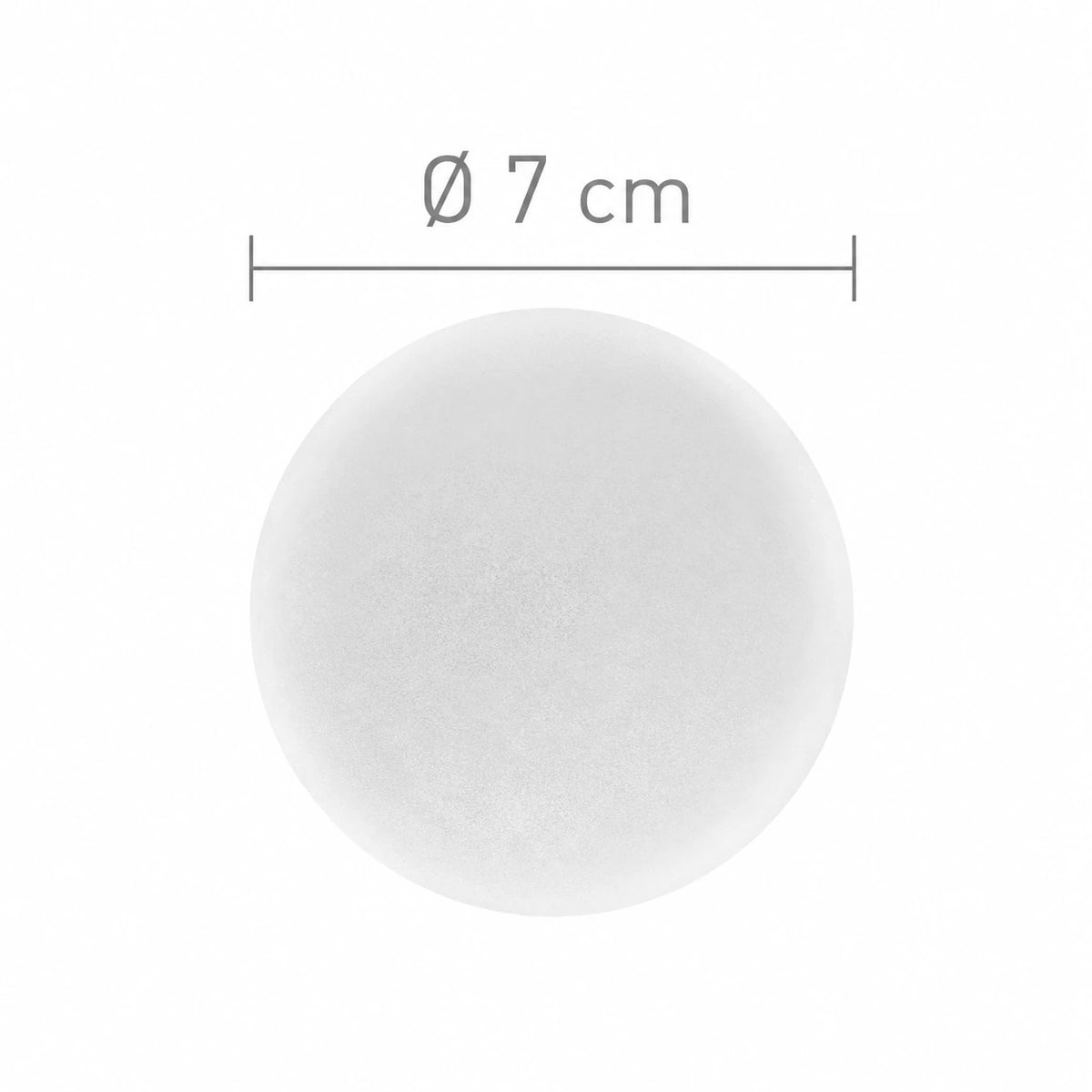 Maßzeichnung der massiven Vollglaskugel mit 7 cm Durchmesser 70mm