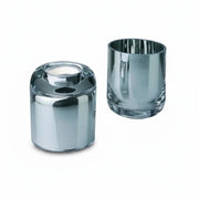 GLAM Silber Dekoglas Glas Chrom Teelichthalter Kerzenleuchter Rund Tee – Vase / Glasvase / Deko-Vase – stilvolles Wohnaccesso