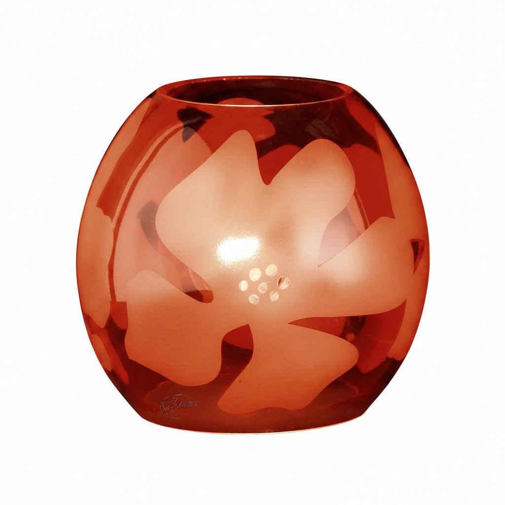 Tischleuchte VELA aus Glas mit Dekor orange Tischlampe