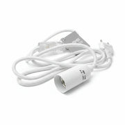E14 Lampen Fassung m. Schalter Stecker Textil weiß