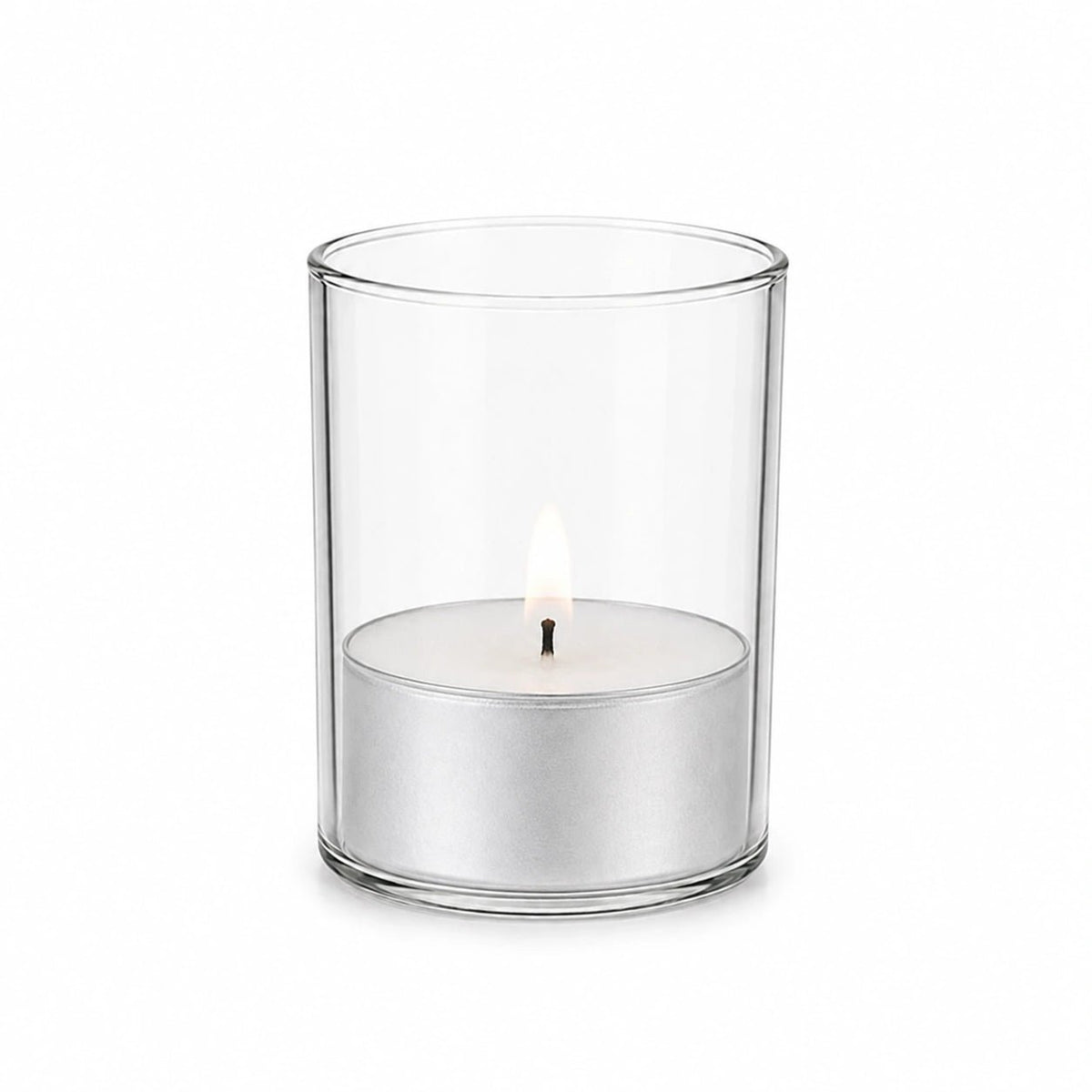Teelichtglas aus klarem Glas 6cm hoch Ø 4,2cm - Kerzenglas, Windlicht transparent sompex ersatzglas endless light kerzenglas glaszylinder klar mit boden 
