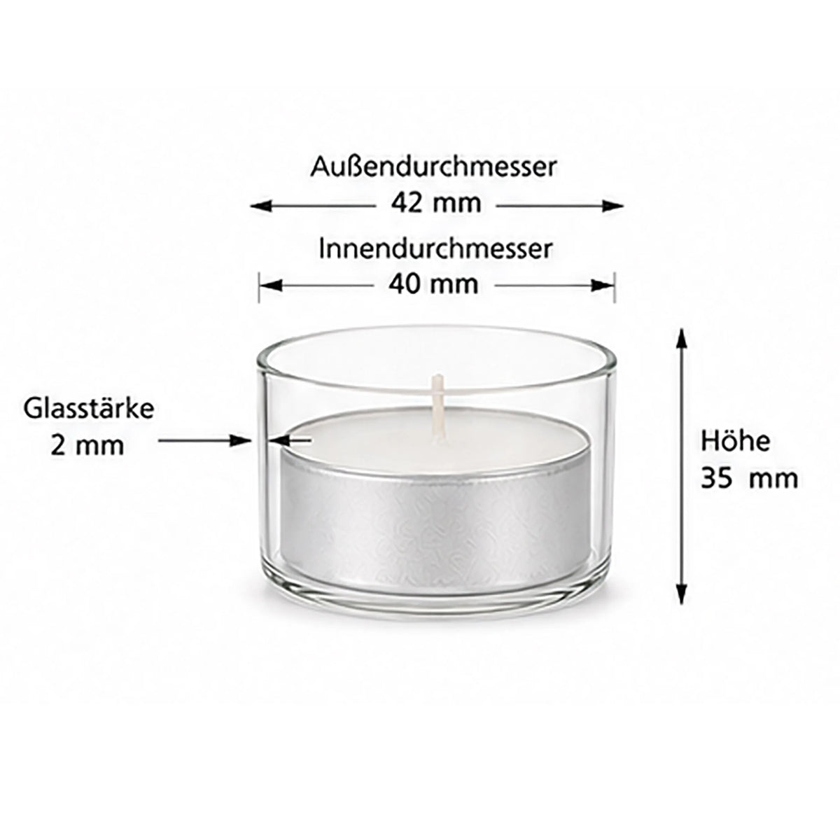windlichtglas klein Teelichtglas aus klaren Glas 3,5cm hoch Ø 4,2cm - Kerzenglas, Windlicht passgenaues teelichtglas transparent aus dünnen glassompex 32150 endless light