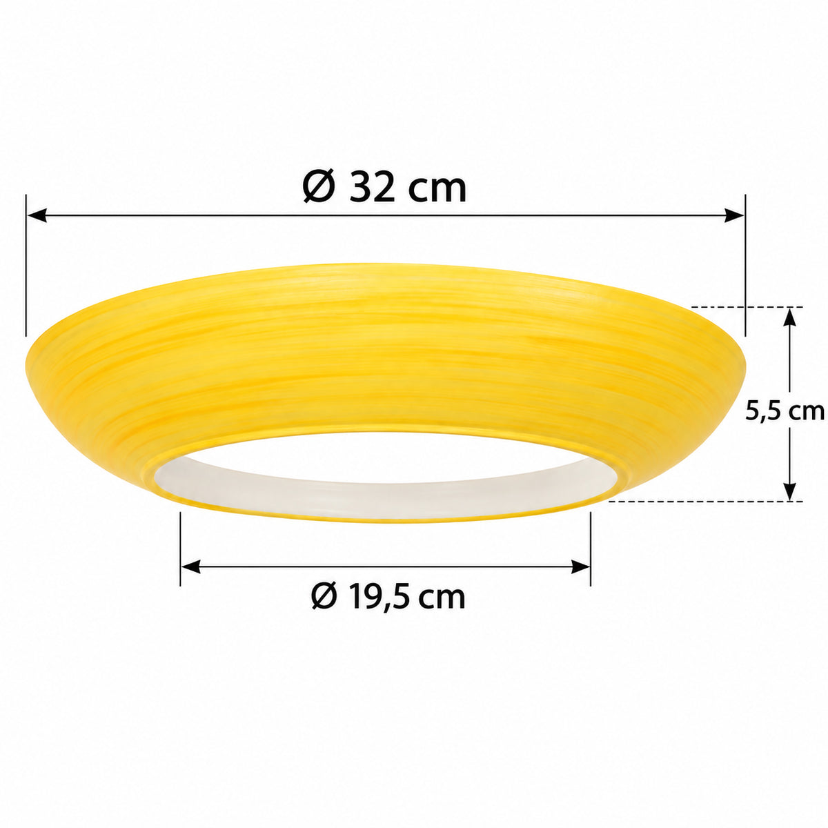 Lampenglas Maße Ø 32 cm Innenöffnung Ø 19,5 cm Höhe 5,5 cm