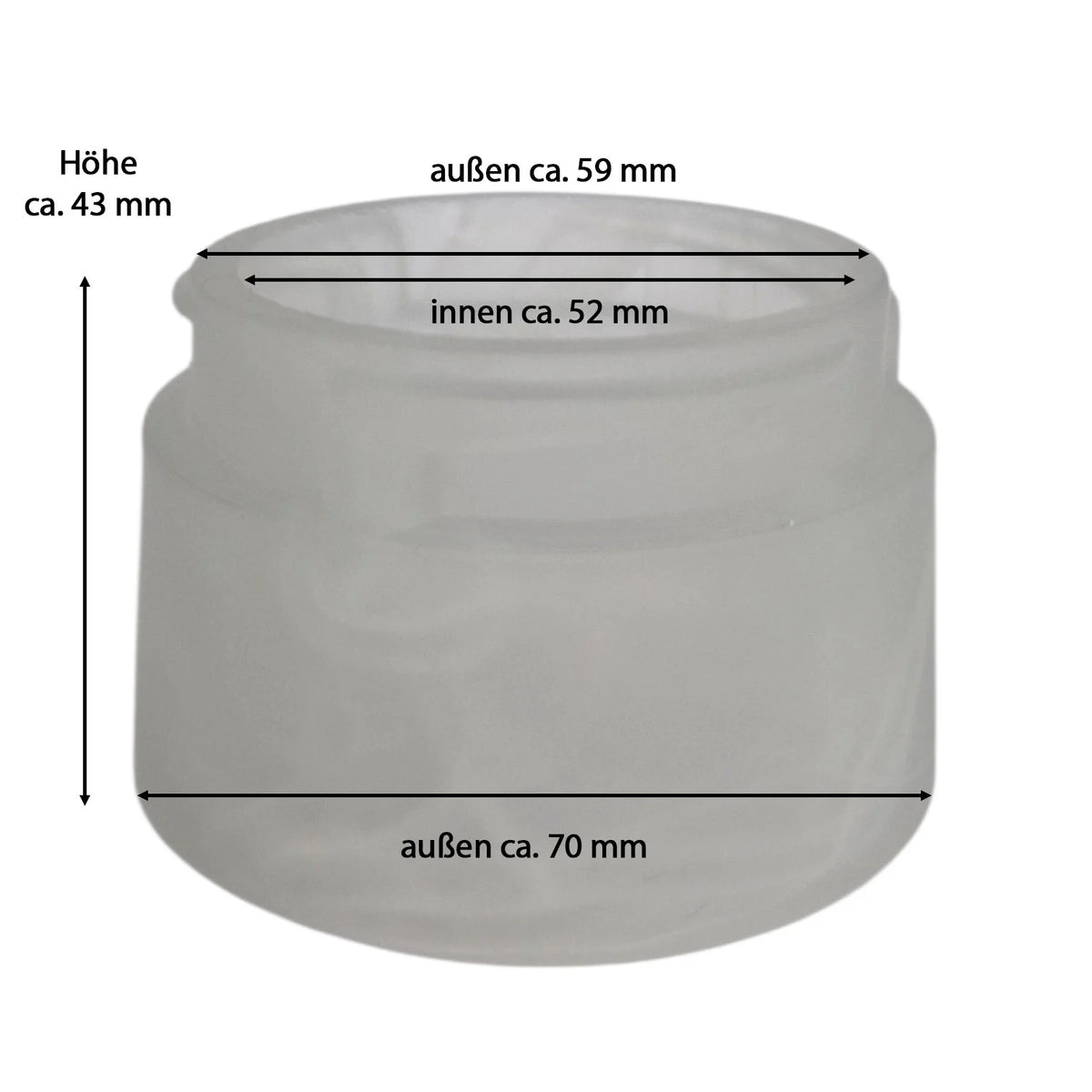 Glasschirm Ersatzglas 43 mm hoch mit loch 5,2cm weiß zum drehen