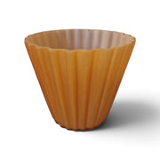 Vintage Lampenglas orange braun mit geriffelter Plissee-Struktur und konischer Form