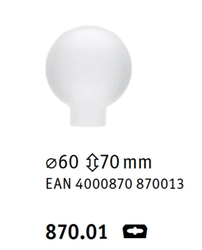 Maßzeichnung Lampenglas G60 Paulmann 870.01 Ø 6 cm Höhe 7 cm
