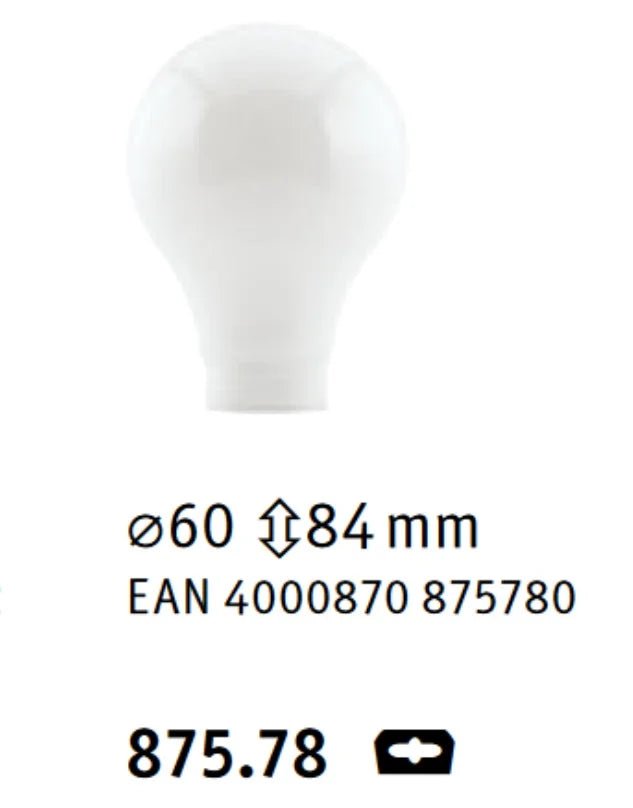 Maßzeichnung Lampenglas A60 Paulmann 875.78 Ø 6 cm Höhe 8,4 cm