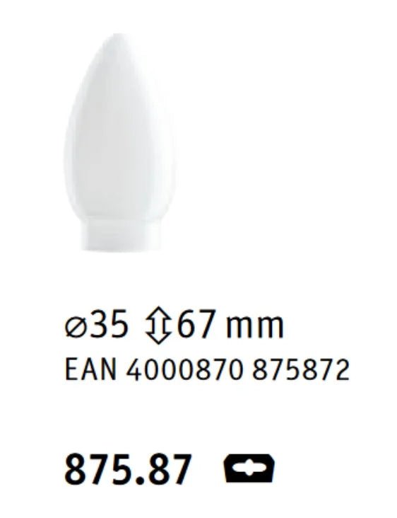 Maßzeichnung Lampenglas Kerze Paulmann 875.87 Ø 3,5 cm Höhe 6,7 cm
