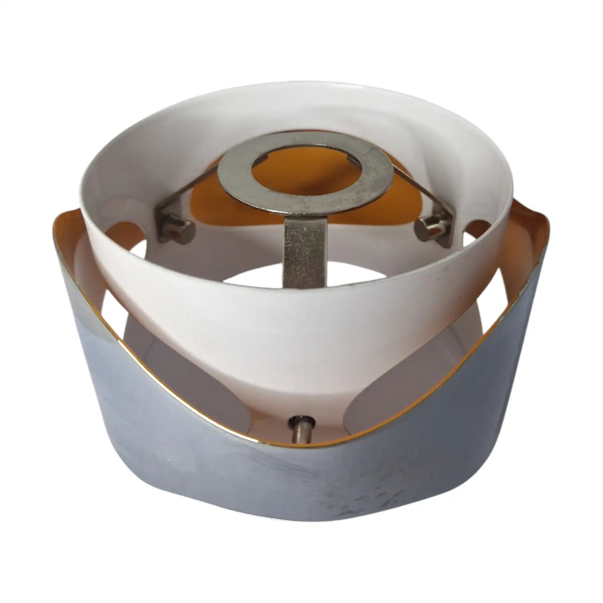 Eleganter Design-Lampenschirm aus Metall mit indirekter Lichtverteilung und glänzender Chromoberfläche