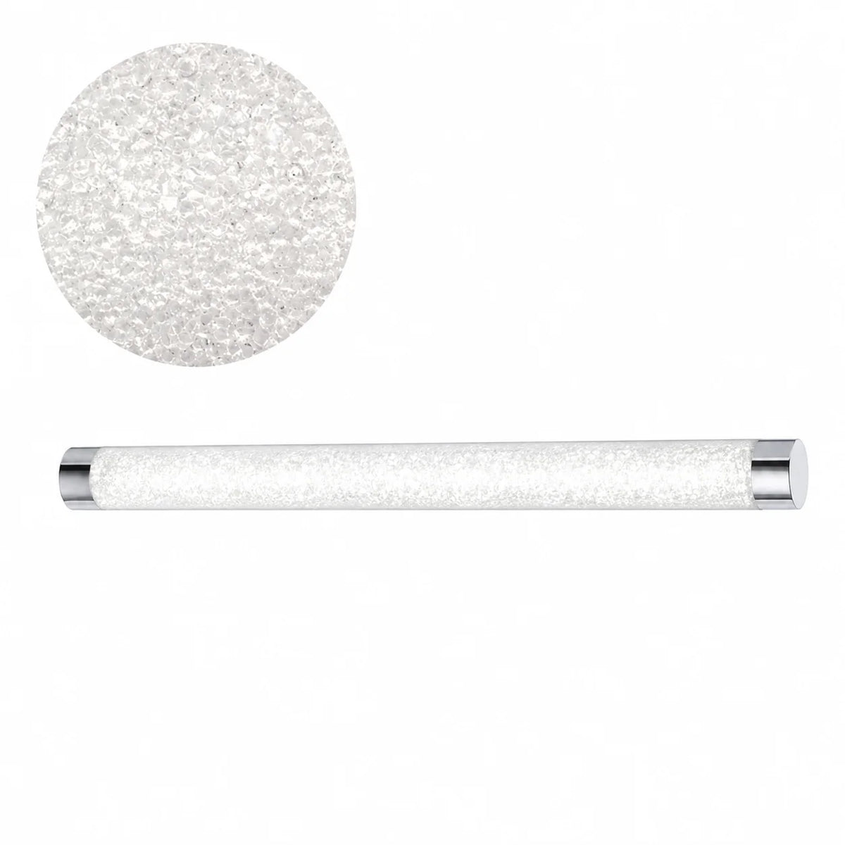 LED Bad-Spiegellampe Kristalloptik Glitzer 91,5 cm IP44 mit beleuchtetem Kristall-Diffusor und Chromenden