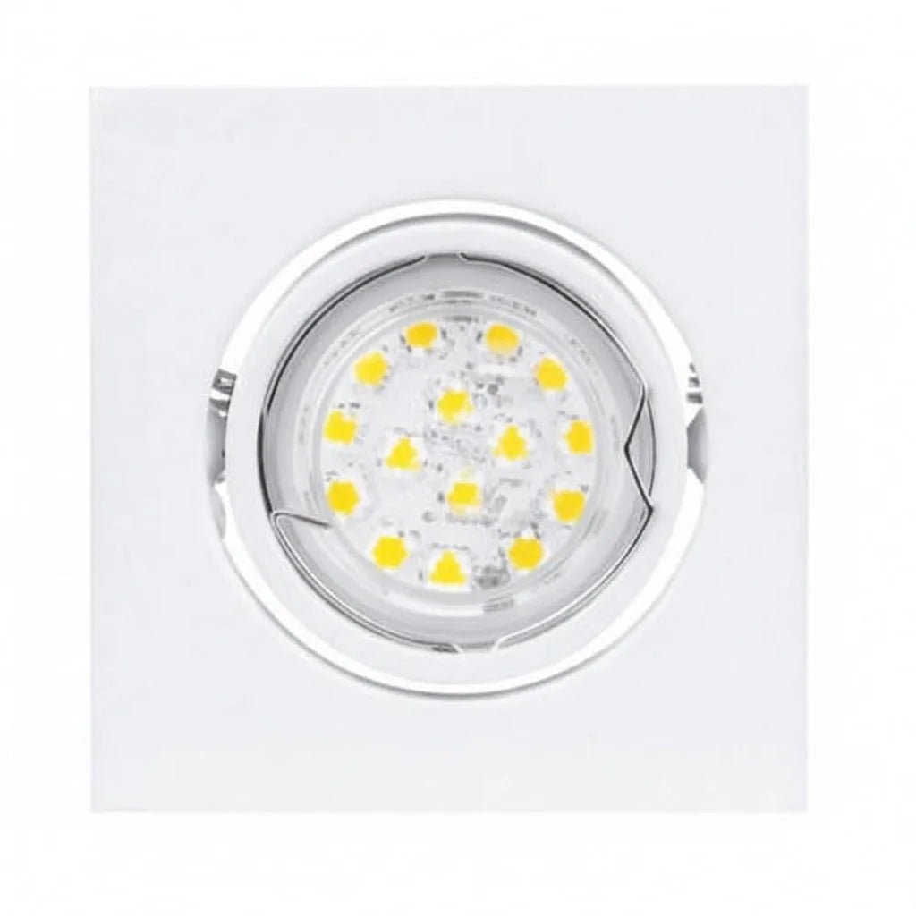 LED Einbauspot Eckig Weiß 3W 230V GU10 – Einbaustrahler IP20, schwenkbar, dimmbar, 49mm