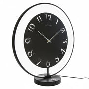 Dimmbare LED Tischleuchte beleuchtete Tischuhr schwarz Tischlampe