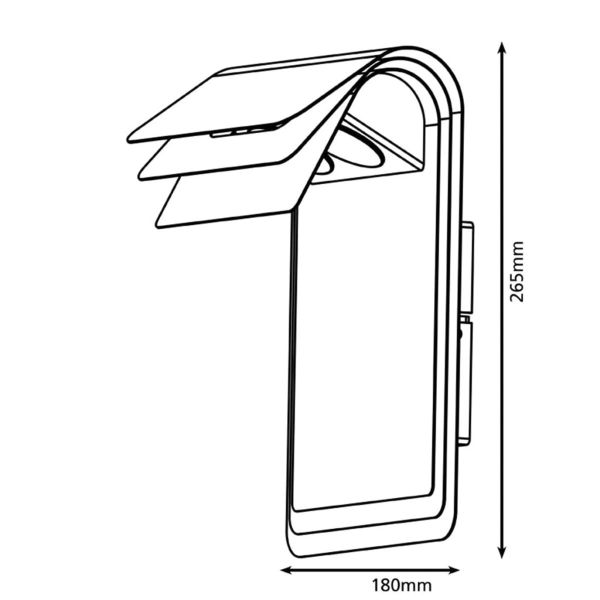 maßzeichnung außenwandleuchte sojo eglo 26,5 cm hoch und 18cm breit