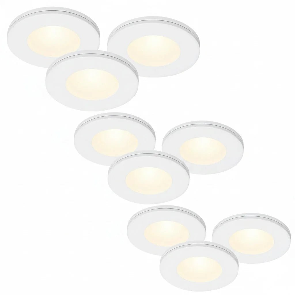 9er Set LED Spots Möbelleuchten dimmbar weiß 57mm ultra slim MD-305 – Einbaustrahler IP21, dimmbar, 57mm