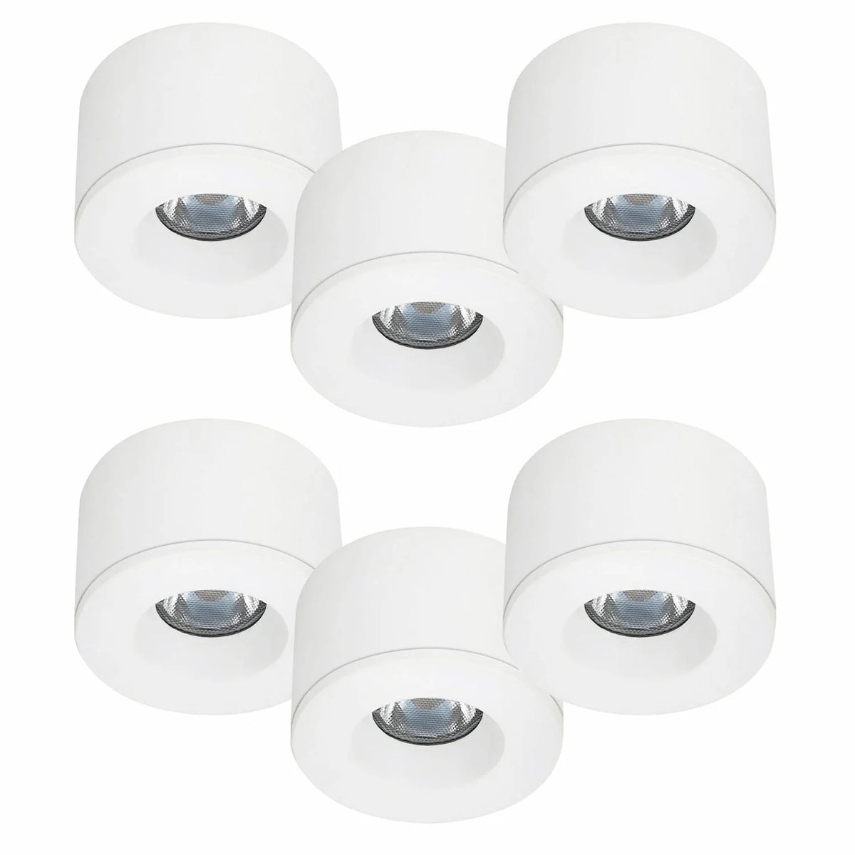 6er Set LED Spots Einbau & Aufbau dimmbar weiß IP44 55mm MD-31 – Einbaustrahler IP44, dimmbar, 55mm