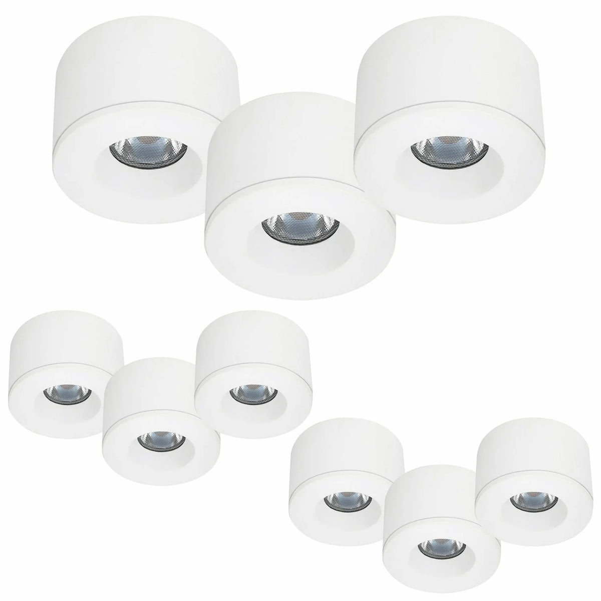 9er Set LED Spots Einbau & Aufbau dimmbar weiß IP44 55mm MD-31 – Einbaustrahler IP44, dimmbar, 55mm