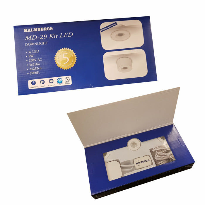 md-29 led kit weiß malmbergs 9974492 mini anbau einbau spots dimmbar 3er set inkl treiber
