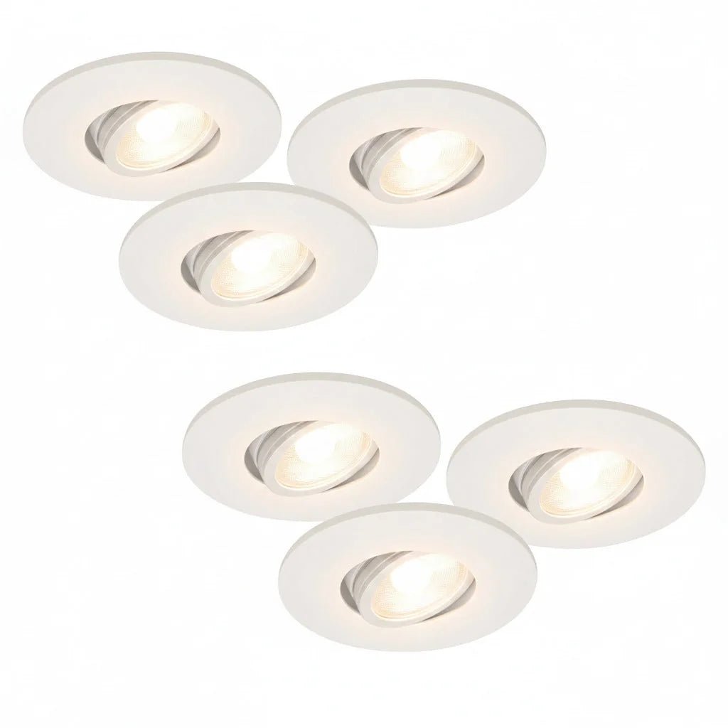 6er Set LED Spots dimmbar weiß schwenkbar 18W IP44 MD-350 – Einbaustrahler IP44, schwenkbar, dimmbar