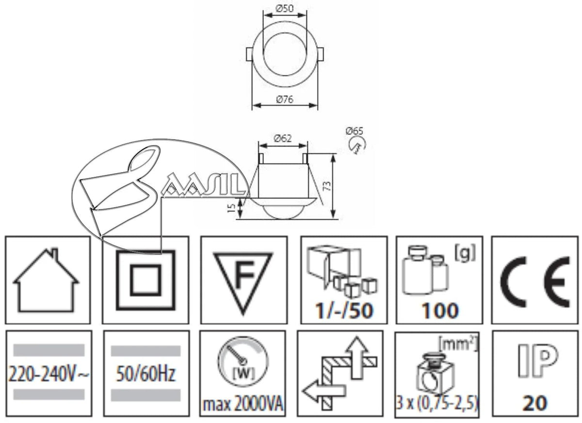 MERGE JQ-Q Einbau Bewegungsmelder Sensor Einbausensor 600W 360° 5m Unt