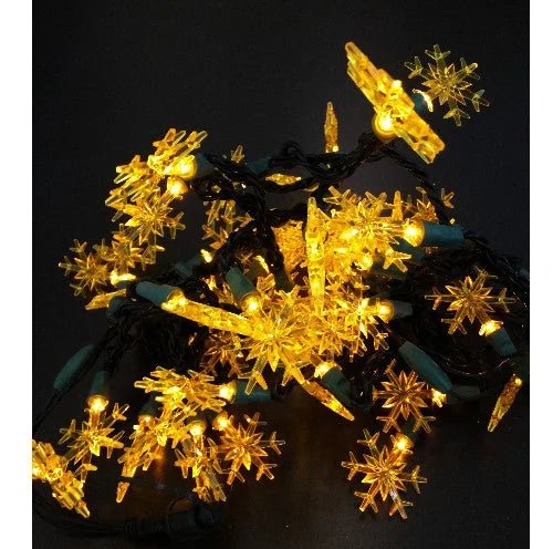 Motiv LED Lichterkette Schneeflocke, 50er, innen, gelb
