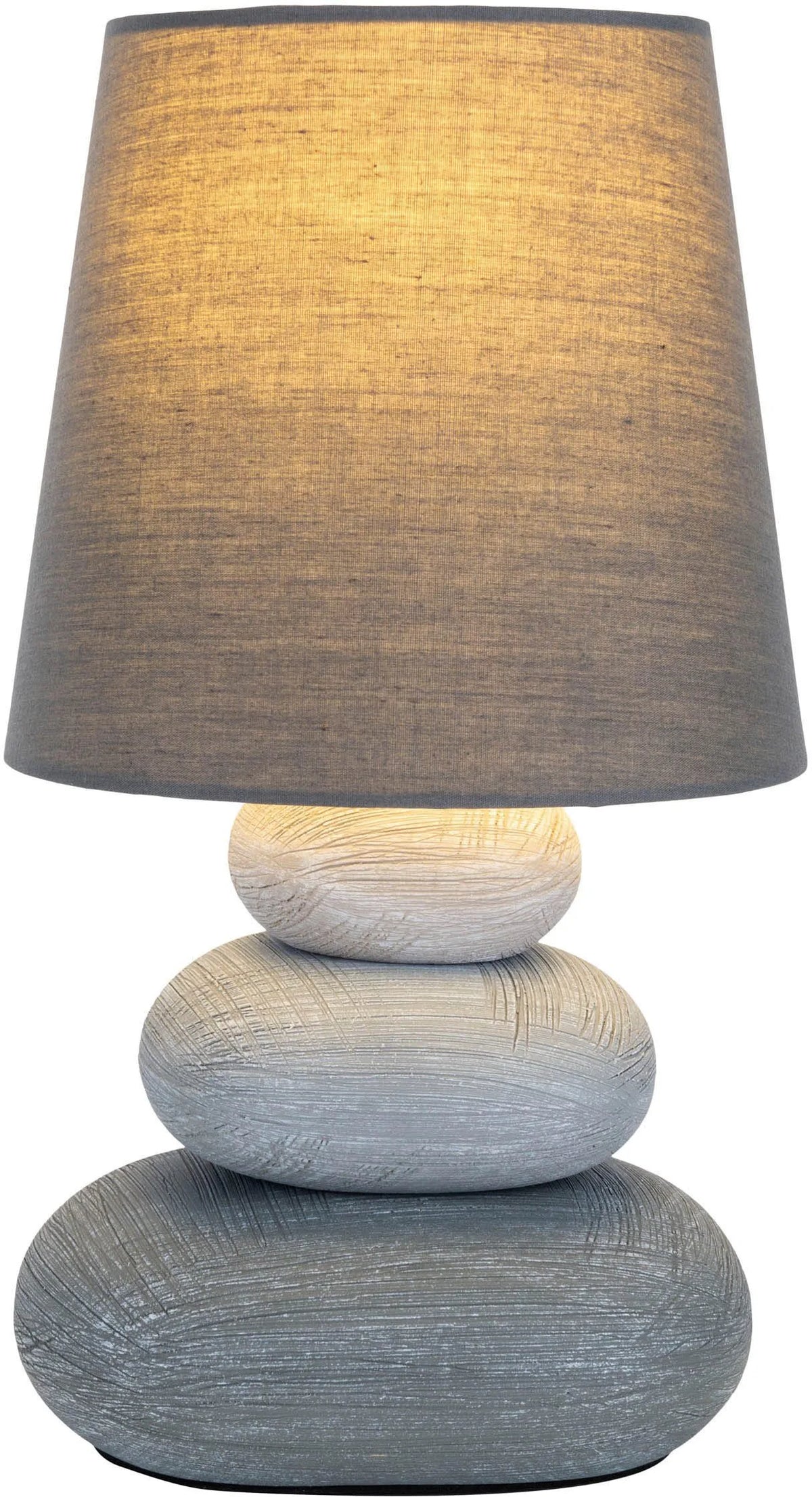 Näve STONEY Tischleuchte aus grauer Keramik, 31 cm hoch, dekorative Wohnraumlampe mit E14-Fassung
