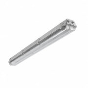 IBV Feuchtraumleuchte 746218-124 mit grauem Gehäuse und geriffelter Abdeckung, 2 × 18 W, IP65, freigestellt auf weißem Hintergrund, Artikelnummer SW2837