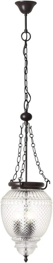 Pendelleuchte Braun mit klarem Glas im Vintage-Landhausstil, 3-flammig mit E14-Fassungen – Brilliant Helyn