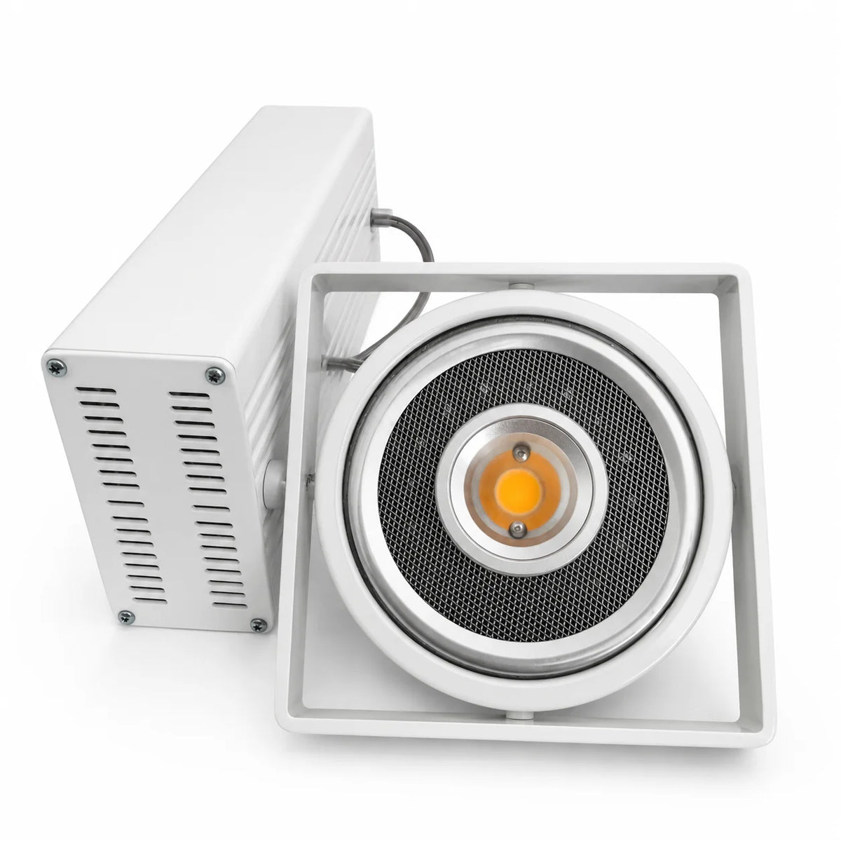 Relco Axolute 1 LED 3-Phasen-Strahler in Weiß, leuchtende LED-Optik mit warmweißem Licht bei 3000 K
