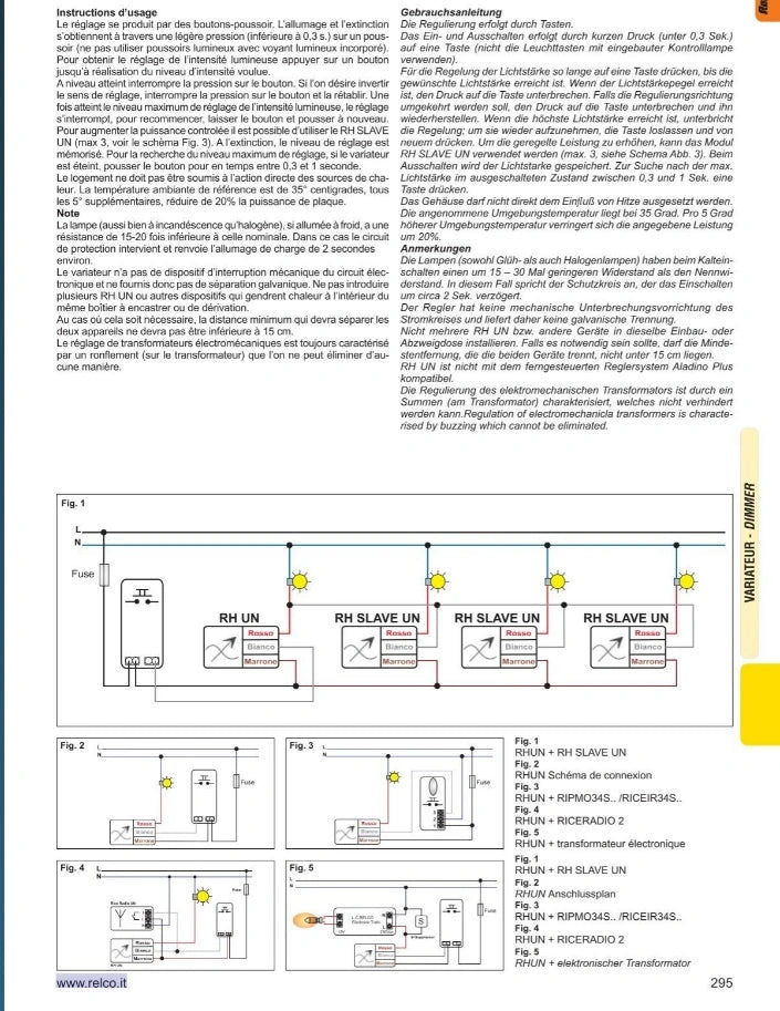 Relco RHUN Dimmer RP0094 – Einbau Dimm-Modul 25–300W 230V anleitung