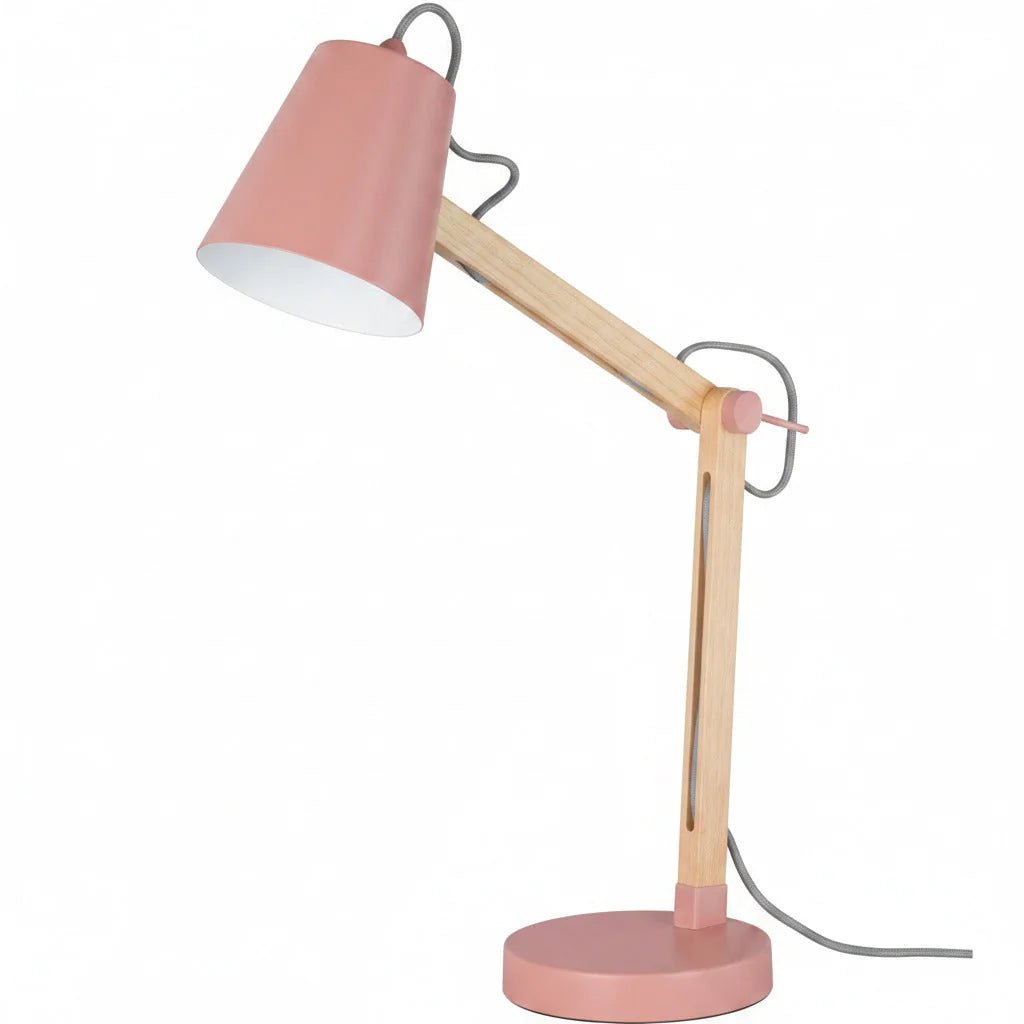 Metall verstellbare 48-66cm Schreibtischleuchte Holz pink Mars Tischlampe