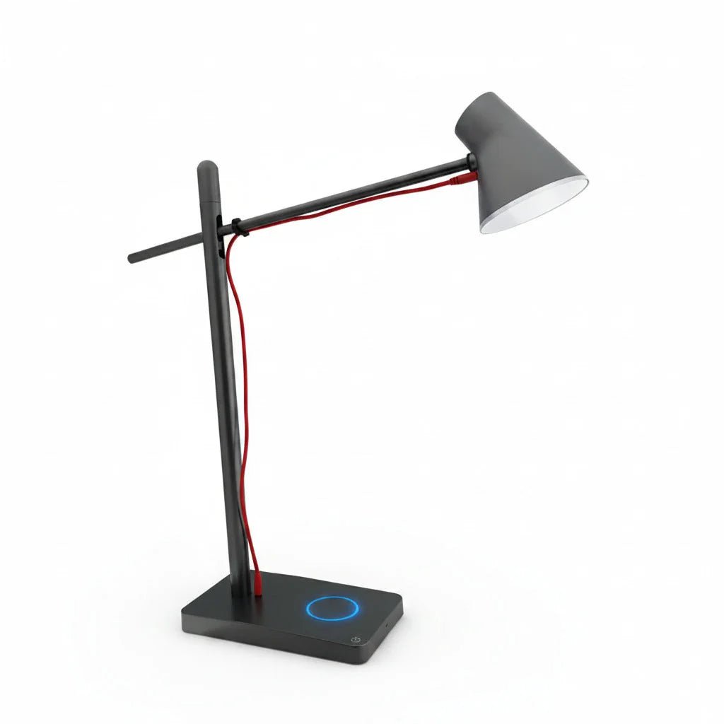 LED Schreibtischlampe dimmbar grau mit USB Anschluss