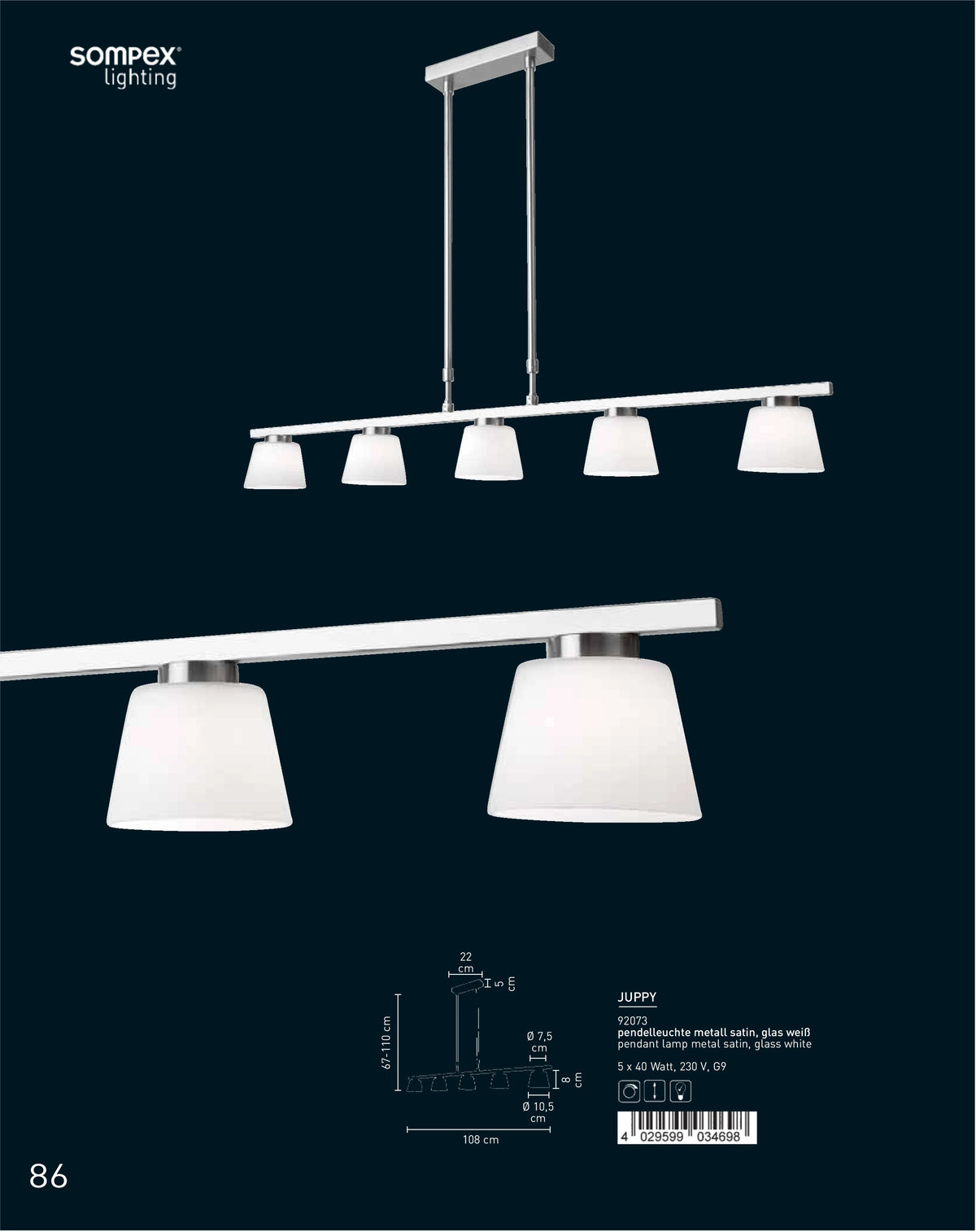 Lampenglas G9 Ersatzglas Loch 23mm weiß matt rund konisch 8cm 10cm Glasschirm Juppy 92074 92073 sompex pendelleuchte 5flg
